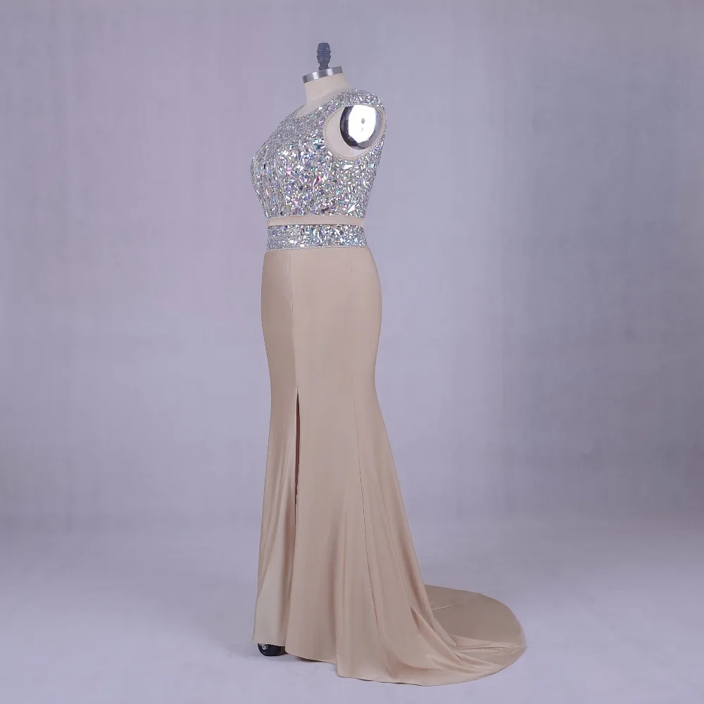 Luxury Rhinestone Mermaid Evening Gowns 2018 Robe Plus Size Bling Champagne Prom Party Formal Long Dresses For Weddings | Свадьбы и