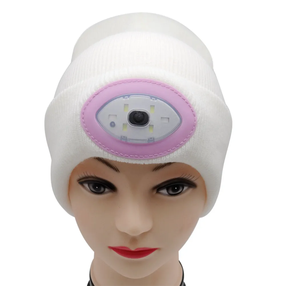 

1pcs 6LED wool Knit Warm Winter Hat Outdoor Climbing Fishing Warm Knit Hat Rechargeable Hands Free Flashlight Knit Beanies Cap