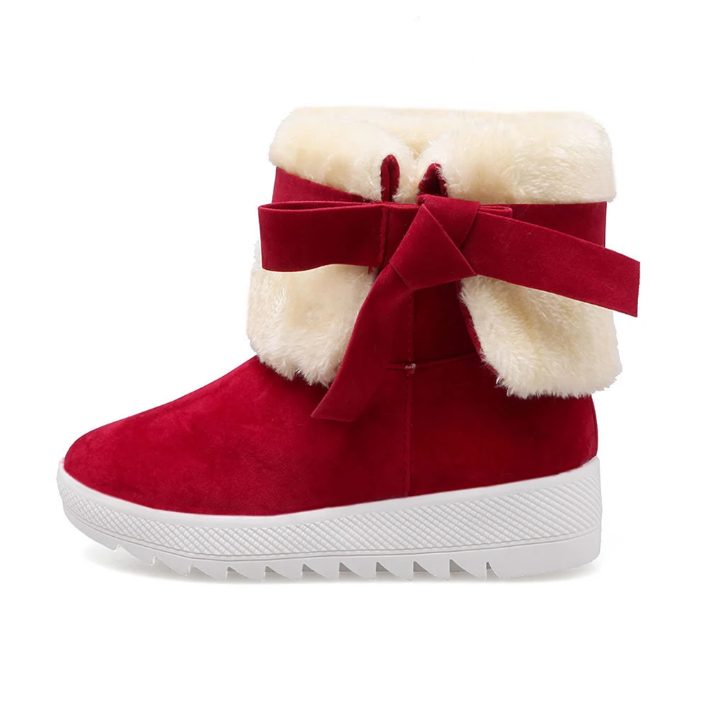 ALLENLYNN New Dropship Warm Platform Add Fur Booties Women 2020 Winter Turned Over Ankle Snow Boots non-slip Wedges Shoes Woman | Обувь