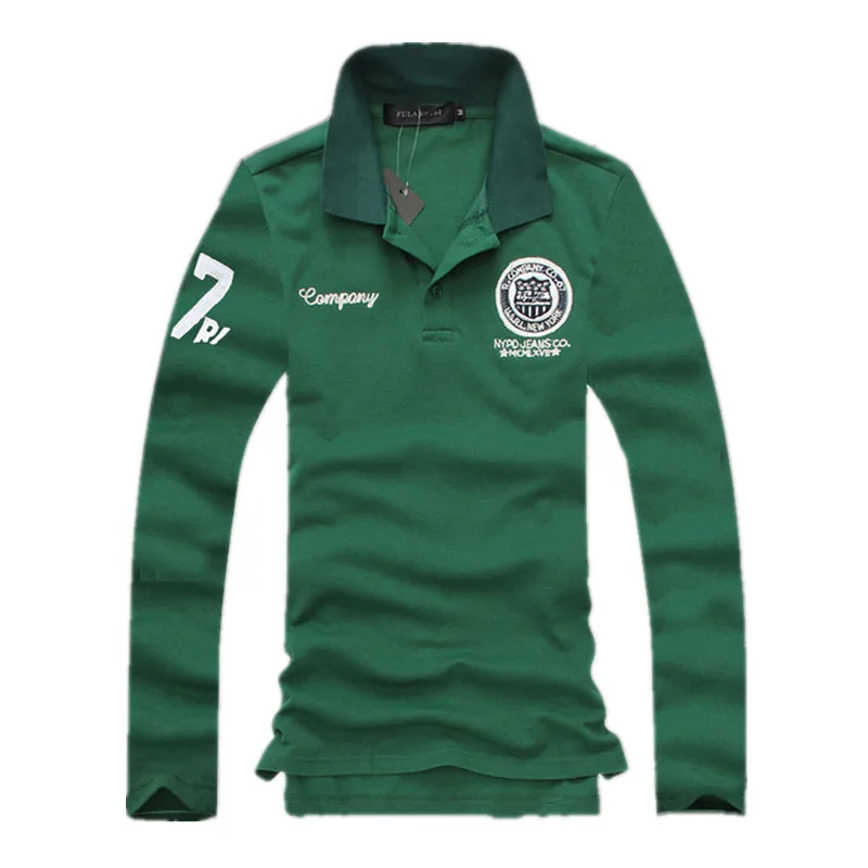 Мужская хлопковая рубашка поло Повседневная Длинная спортивная 5 цветов большие