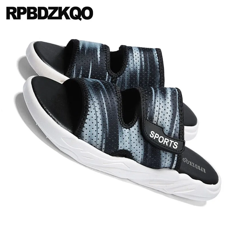 Сандалии мужские без застежки пляжные туфли на плоской подошве открытый носок