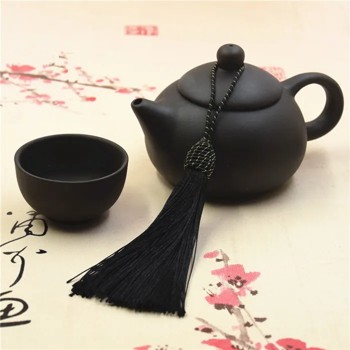 Black Tassel Fringe 10 шт. полиэстер шелк кисточки бахрома Кулон DIY Материал шнур кисточки отделка дома шторы вечерние украшения кисточки ленты аксессуары - Цвет: Black Tassel Fringe