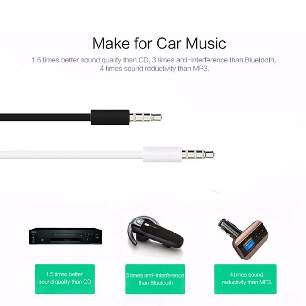Professional 3.5 mm Male to Jack Auto Car Audio Cable Cord 4 Section AUX For Iphone 7 Xiaomi iPod MP3 Speaker |