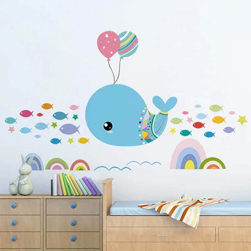 DIY милый подводный мир настенные Стикеры с животными водные животные рыба