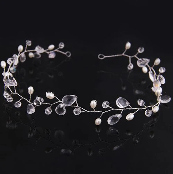Silver Water Drop Свадебные Кристальные жемчужные повязки на голову винтажные повязки на голову свадебные аксессуары для волос металлическая Хрустальная корона букет коллекция тиара ручной работы - Окраска металла: Silver Water Drop