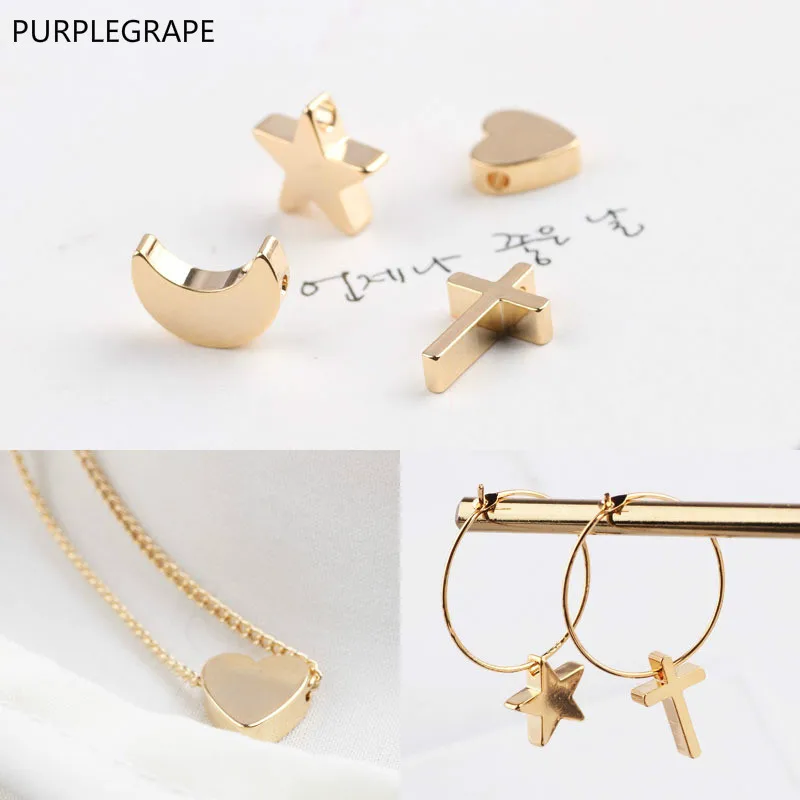 

PURPLEGRAPE Jewelry Accessories Copper Plated 18K Real Gold Color DIY Handmade Earrings Necklace Pendant Pendant 10pcs