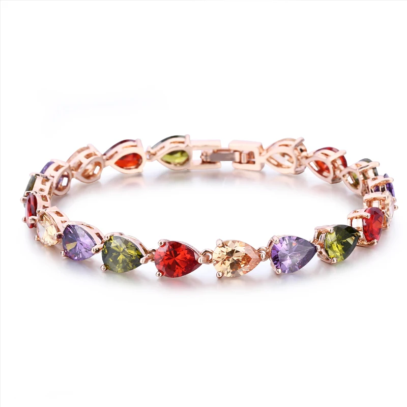 GMGYQ Luxe Rose Goud Kleur Chain Link Armband voor Vrouwen Dames Shining AAA Cubic Zirkoonkristal Sieraden Women Accessories | Украшения и