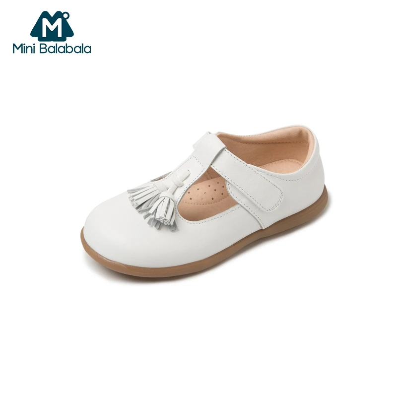 Mini Balabala Kids Girls Leather T-Strap Mary Jane with Tassel Children Toddler Princess School Shoes Low Heel Dance |