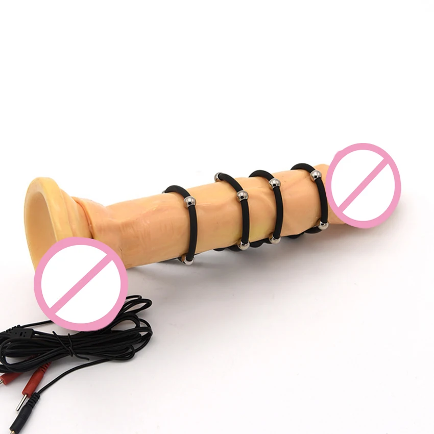 Стальной шарик кольцо для пениса Электрический ударопрочный кабель электрошок