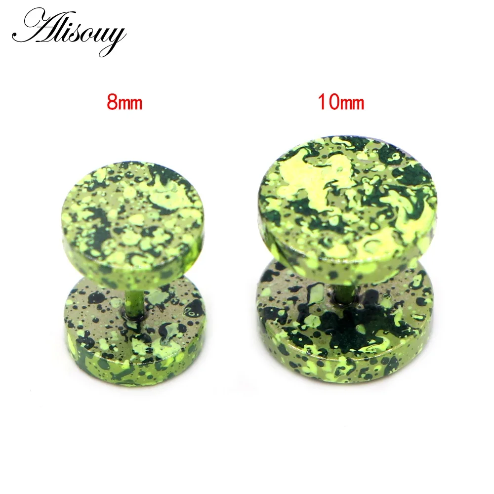 880f Green Alisouy, 2 шт., новые серьги, модные ювелирные изделия, женские серьги-гвоздики, штанга, пирсинг, панк, мужские серьги, 10 цветов, шпильки для пирсинга - Окраска металла: 880f Green