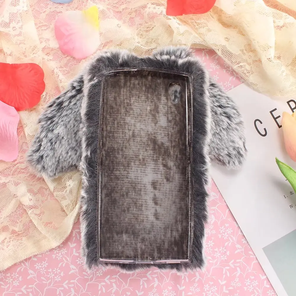 3D милый теплый плюшевый чехол с мехом кролика и куклы для Sony Xperia XA1 Plus чехлы из