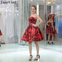 janevini robe courte floral graduation dresses red short homecoming dress sweetheart satin flowers print women formal gown