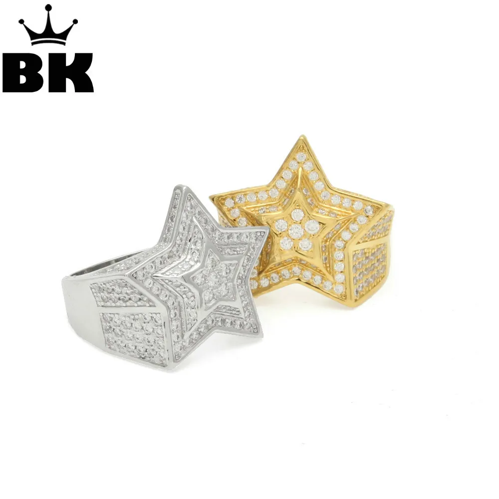 Медное кольцо в форме звезды с микрозакрепкой фианитом виде пентаграммы