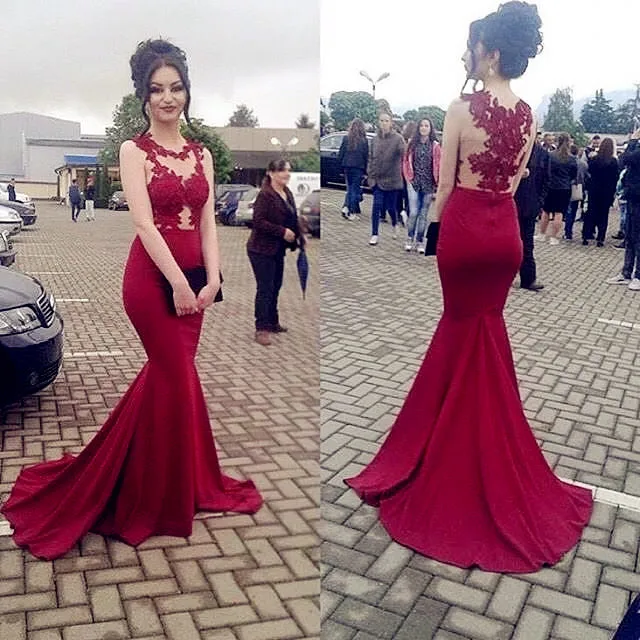 

Arabic Red Mermaid Prom Dresses Long 2021 vestidos de fiesta de noche Sheer Special Occasion Dress Formal Women Evening Gowns