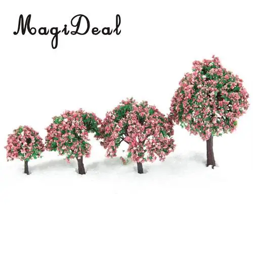 Пластмассовый Ландшафтный пейзаж MagiDeal 4 шт./лот модель деревьев с персиковыми
