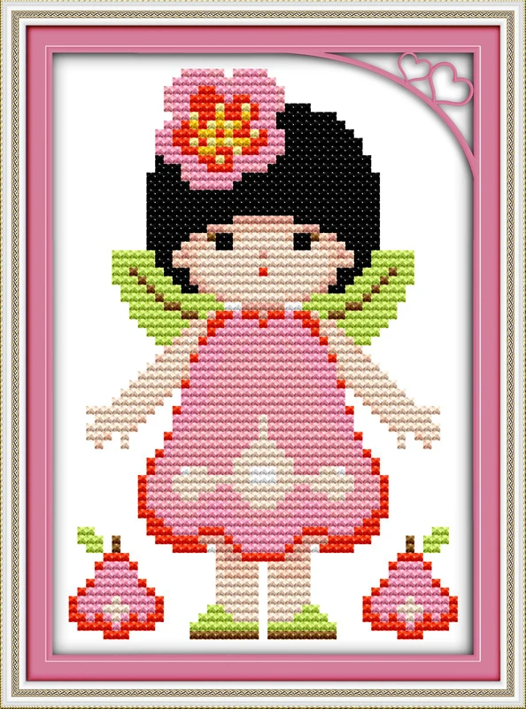 

A cute little fairy cross stitch kit cartoon 11ct count print canvas stitches embroidery DIY handmade needlework plus