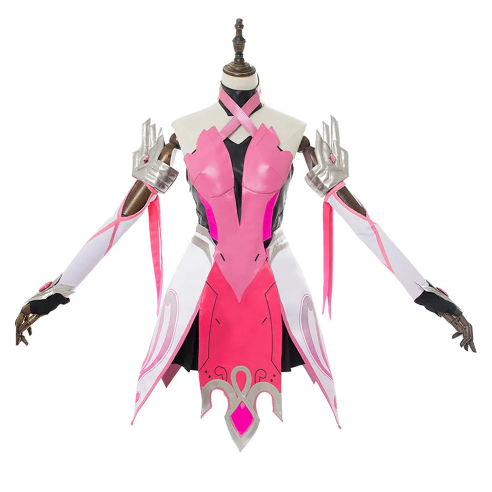 Полный набор костюмов OW Mercy косплей розовый ангела Циглер карнавальный костюм
