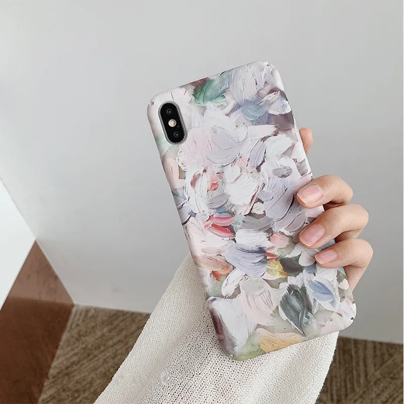 Luxury Retro Abstract Graffiti Flower Phone Case For iPhone X Xs XR Xsmax 7 Puls 6 6S 8 Cases Matte Hard Plastic Cover |