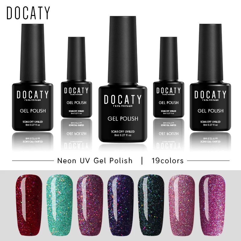 Docaty 8 мл неоновый гель для ногтей отмачиваемый Радужный УФ полупостоянные Лаки