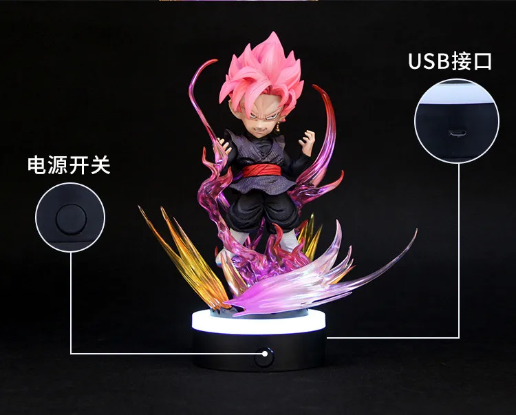 Модели фанатов Новое поступление Dragon Ball Z 38 см Супер saiyan rose goku черный содержит светодиодный свет gk каучуковая фигурка игрушка для коллекции