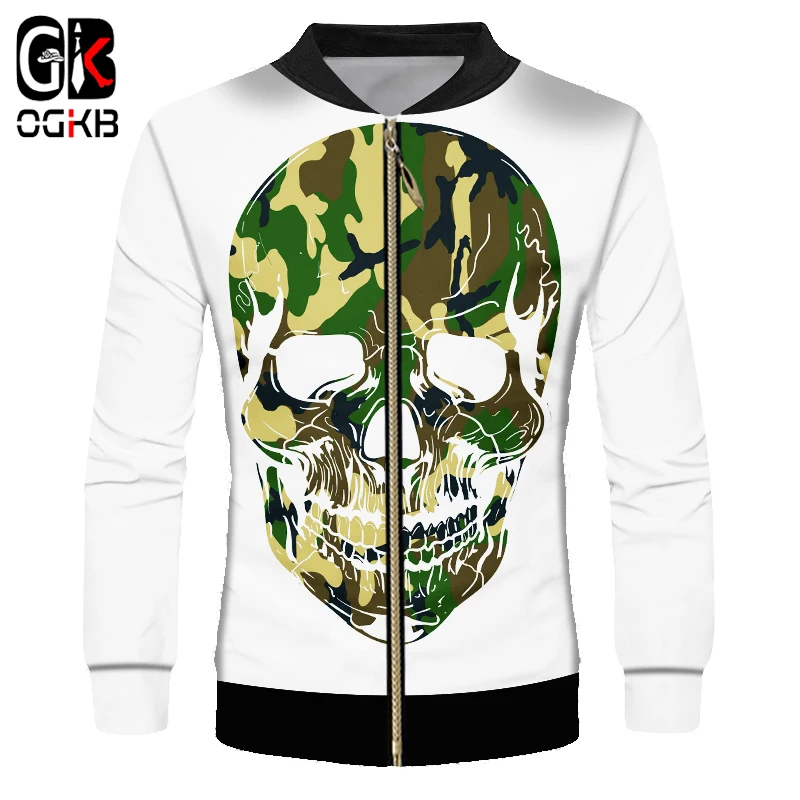 Классические мужские куртки OGKB Camouflag крутая 3D куртка с принтом черепа пальто