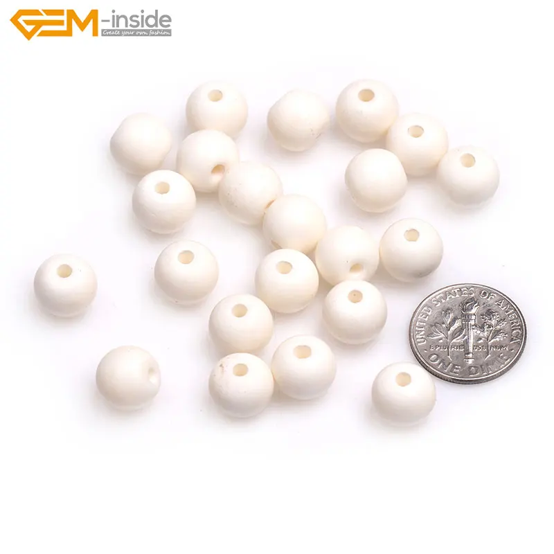 Бусины круглые белые 10 мм с большим отверстием (отверстие 2 мм) для украшений на