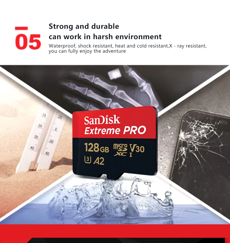 sandisk Extreme Pro Micro SD карты A2 V30 U3 64 Гб 128 ГБ до 170 МБ/с. sandisk TF карта, карта памяти Micro SD с адаптером SD