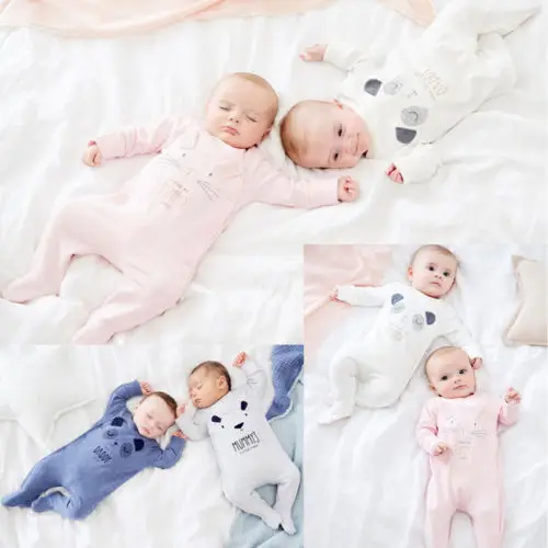 2018 Adorable Infant Baby Girls Footies Boys Jumpsuit Long Sleeves Single Breasted Animal Letter Clothes 0-18M | Детская одежда и