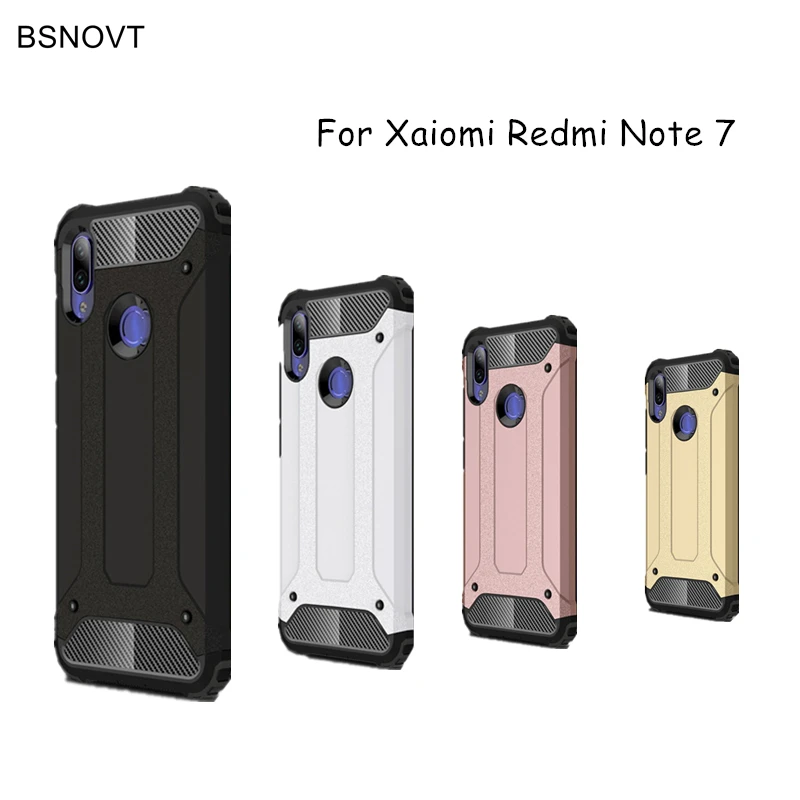 Чехол для Xiaomi Redmi Note 7 противоударный мягкий силиконовый + жесткий пластиковый