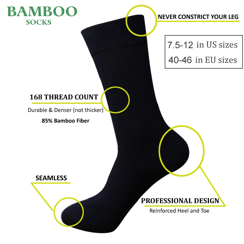 Match-Up  Men Bamboo Dark Blue Socks Breathable Anti-Bacterial man Business Dress Socks (6 Pairs/Lot) enlarge