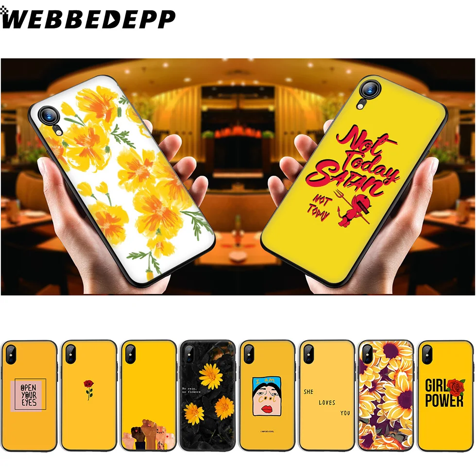 WEBBEDEPP эстетика желтый узор мягкий силиконовый чехол для iPhone 11 Pro Xr Xs Max X или 10 8 7 6 6S