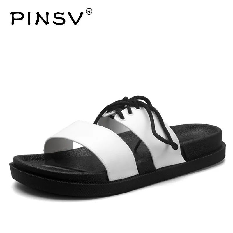 PINSV Indoor Shoes Men Slippers Summer Sandals Flip Flops Beach Slides Sandalias Hombre Chausson | Обувь