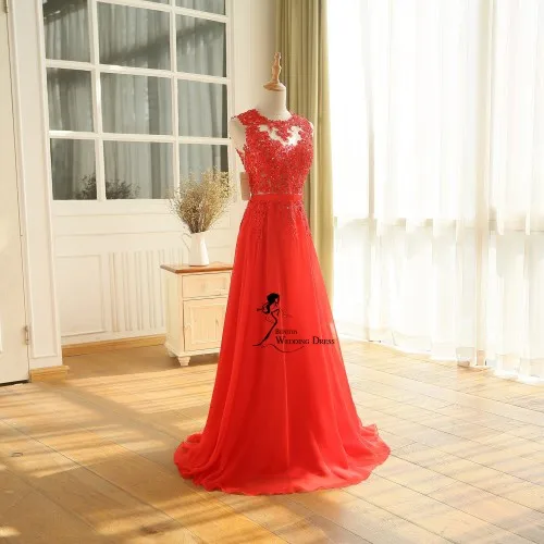BEPEITHY Новое поступление на заказ Vestido Longo Платье для выпускного вечера длинное шифоновое Королевское синее длинное вечернее платье - Цвет: Красный