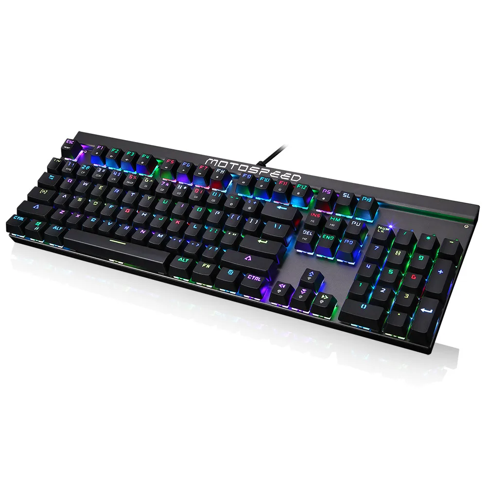 MOTOSPEED CK103 игровая клавиатура механическая синий переключатель USB многоцветная