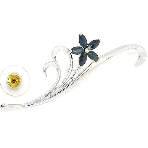 Натуральный сапфир цветок брошь на шпильке Бесплатная доставка 925 серебро 0.35CT * 5