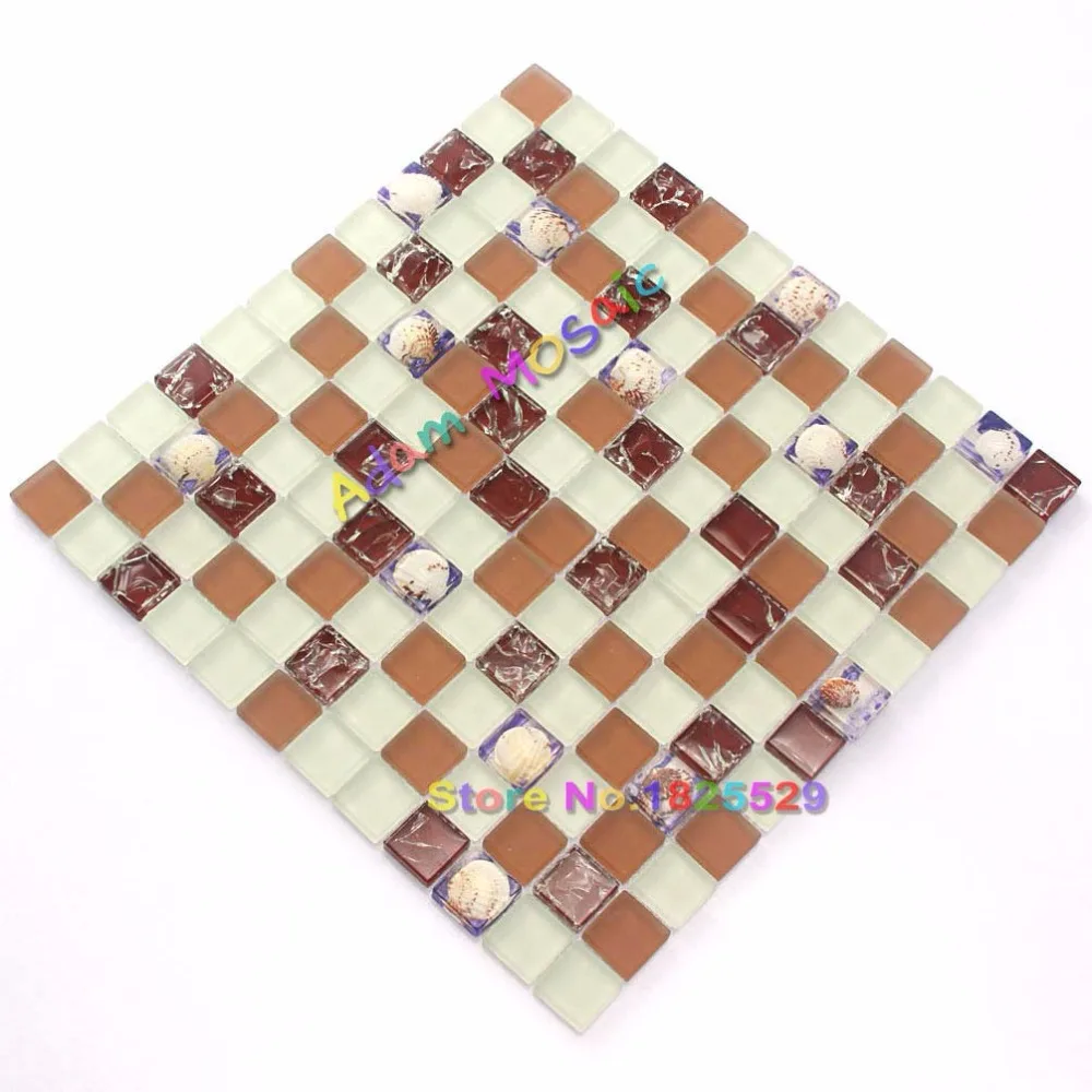 Sea Shell коричневый щитка Кухня Стекло раковины Плитки белый Ванная комната Мэтт