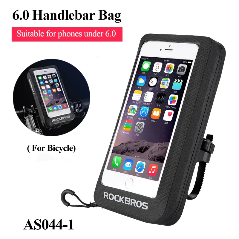 6.0 bike handlebar Rockbros водонепроницаемый держатель для телефона для мотоцикла, велосипеда, велосипеда, кронштейн для электрического велосипеда, чехол-подставка для телефона 4,7-6,0 дюймов - Цвет: 6.0 bike handlebar