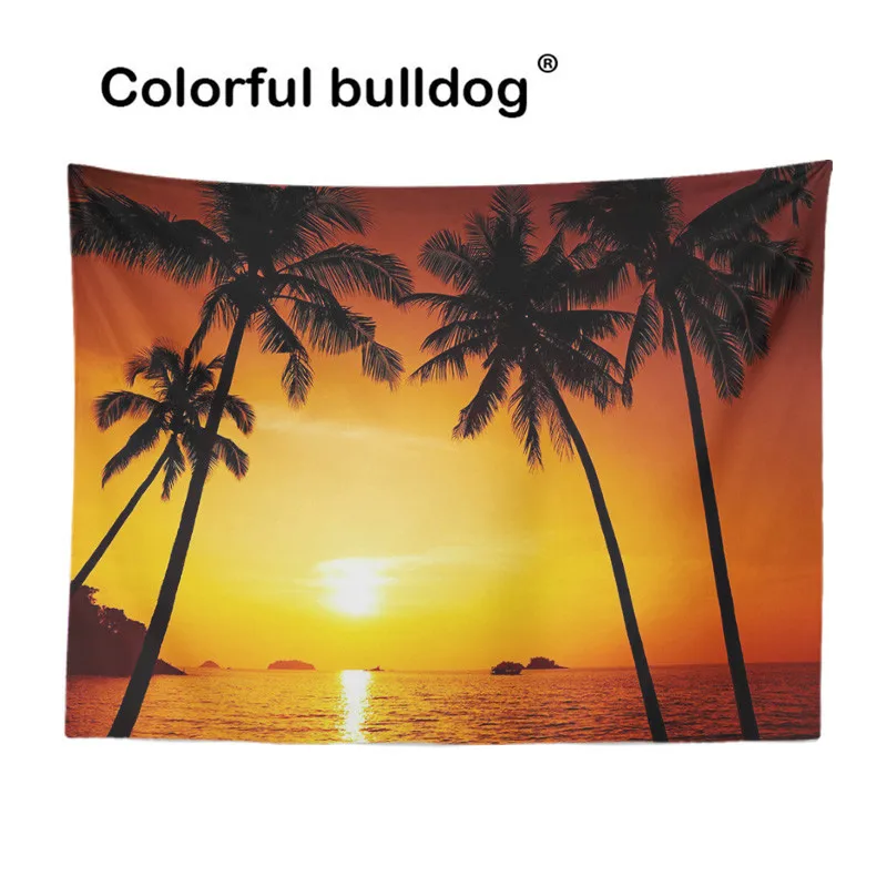 Настенный Гобелен Ocean растения пейзаж Palm Tree Пляж Закат стене висит одеяла лес