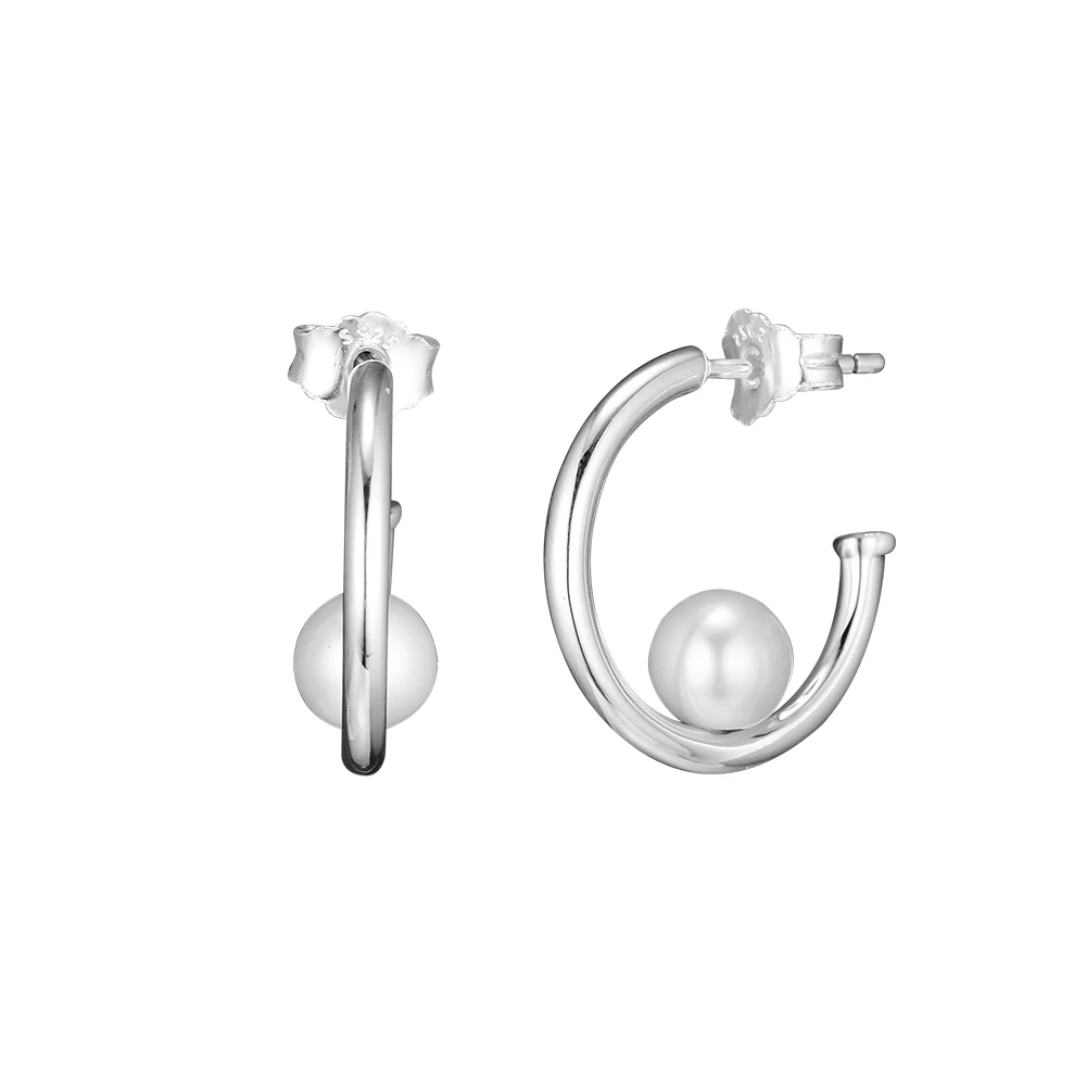 Genuine 925 Sterling Silver Contemporary Pearls Hoop Earrings for Women DIY Making Fashion Jewelry Wholesale brincos | Украшения и