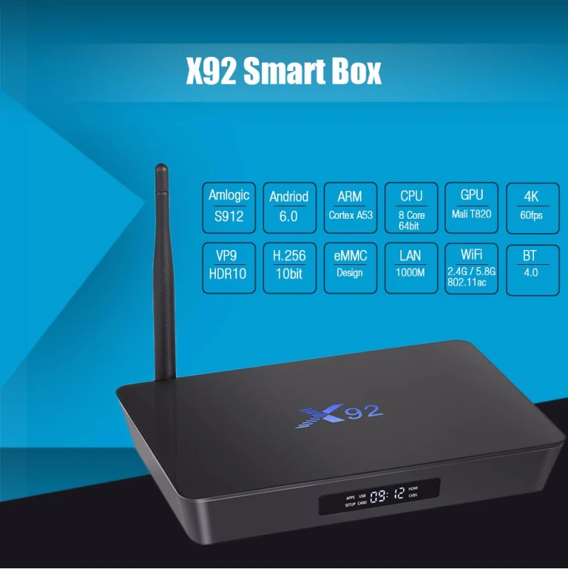 Хит X92 ТВ приставка 3 ГБ 32 ГБ Amlogic S912 Восьмиядерный 2,4 ГГц/5,8 ГГц WiFi HDMI смарт-приставка Bluetooth USB 2,0 смарт ТВ приставка