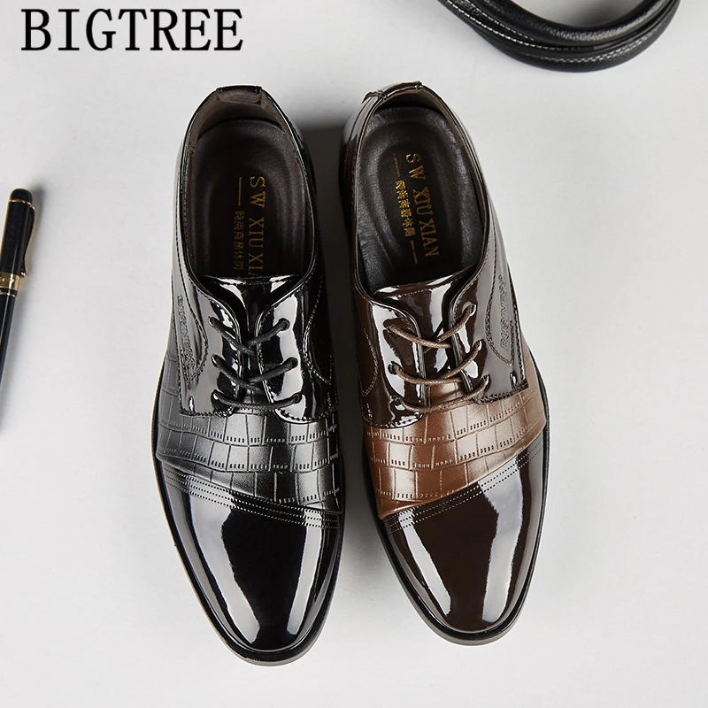 

Patent Leather Crocodile Shoes Men Classic Oxford Shoes For Men Black Brown Wedding Shoes Men Office Gents Shoes Herenschoenen