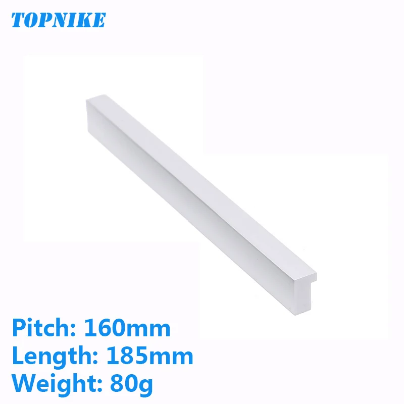 Silver-L-185mm TOPNIKE матовые черные/матовые серебряные для шкафа Ручка из алюминиевого сплава кухонная ручка с твердым сердечником простая Мебельная ручка длина 50-600 мм - Цвет: Silver-L-185mm