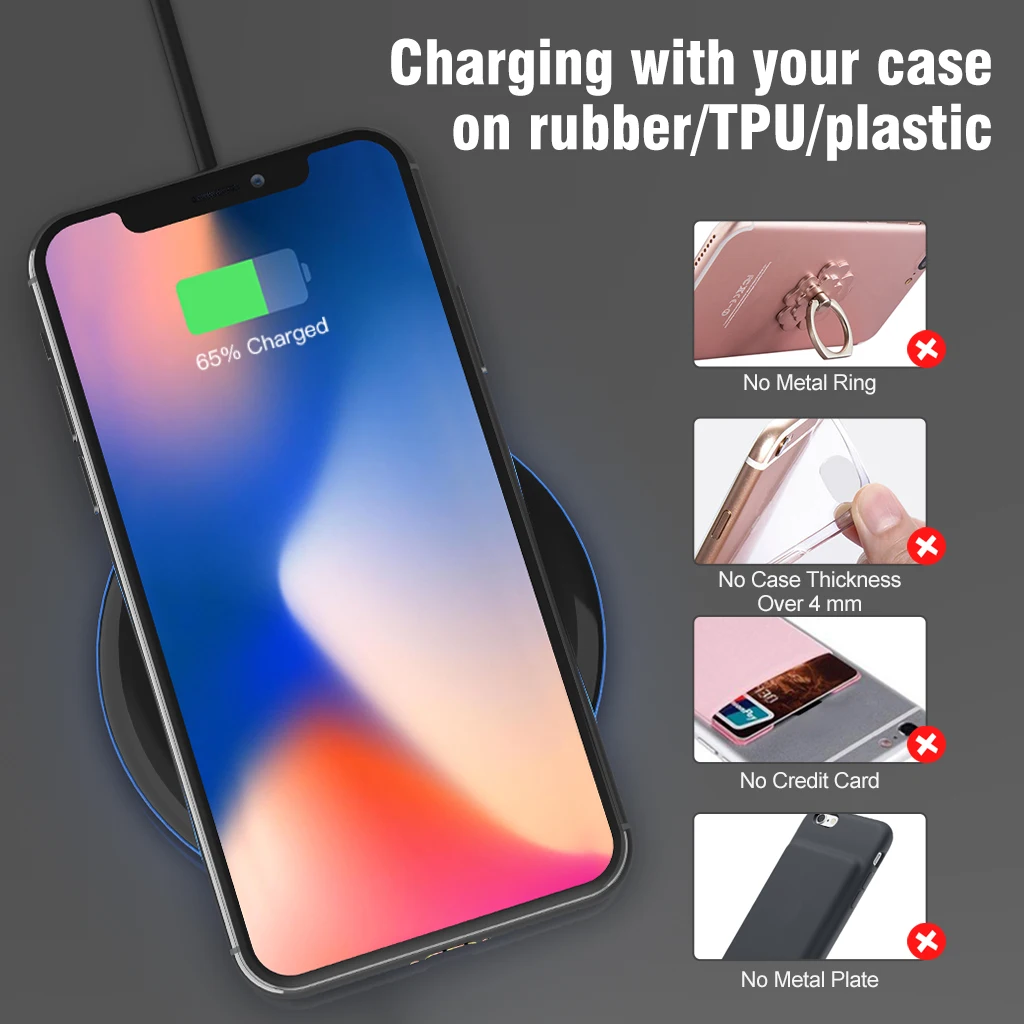 ZIGLINT 7 5 Вт Qi Беспроводное зарядное устройство для iPhone 8 Plus X 10 быстрая