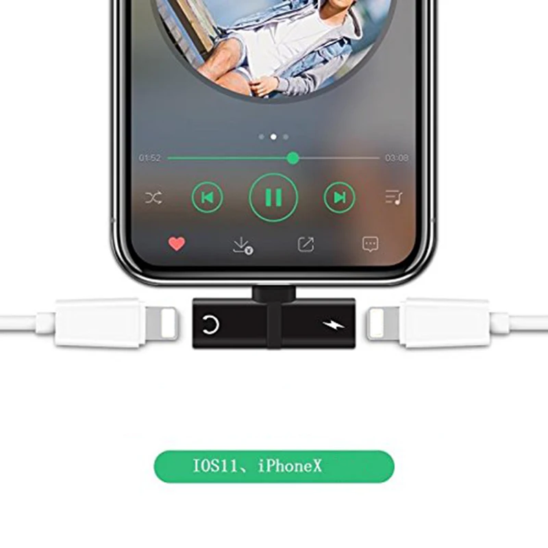 Гурд Lightnig адаптер совместим iOS 10 33 и iOS11 для наушников iphone 7/X Аудио конвертер