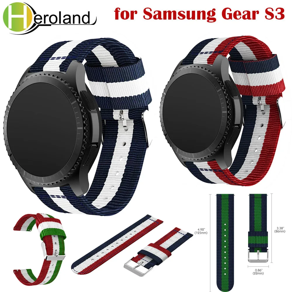 

Ремешок для часов, нейлоновый, регулируемый, спортивный, для Samsung Gear S3, Frontier, классический, 2018