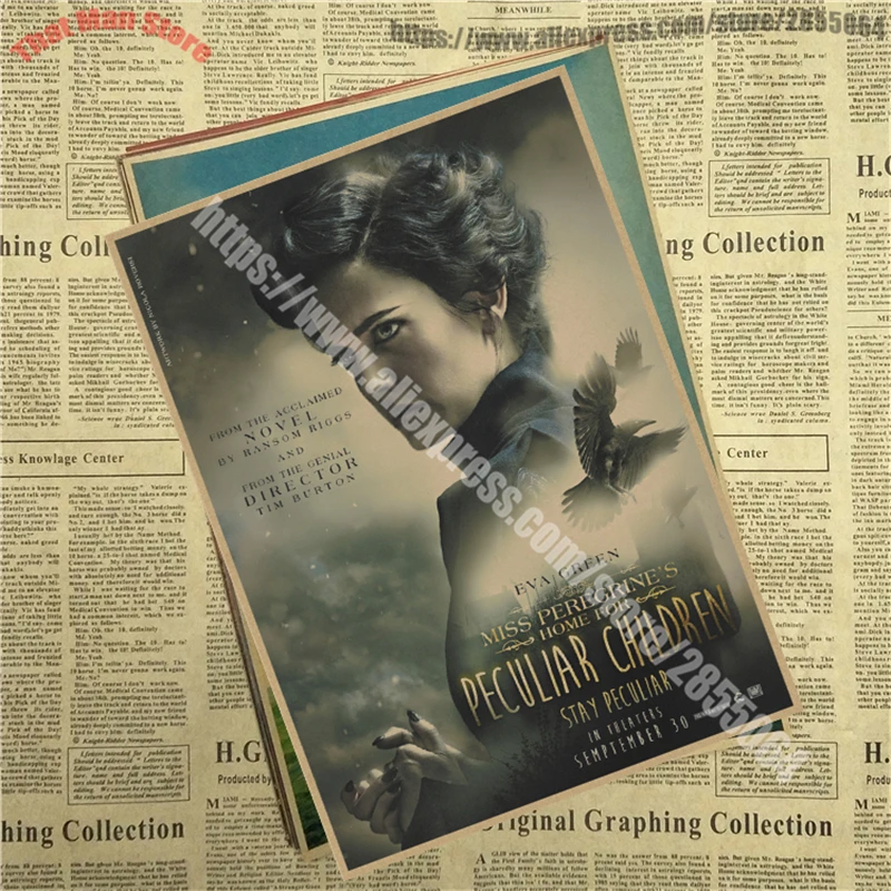Miss Peregrine's Home для особенных детей core Винтажный Фильм крафт плакат Настенный декор Бар Кафе гостиная столовая - Цвет: Золотой