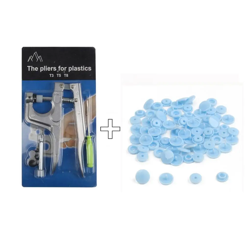 Sky Blue U Форма заклепка Плоскогубцы КАМ кнопка+ 600 шт. T5 Пластик пластиковые кнопки Пресс серьги-гвоздики с пуговицами из ткани в старом Пресс машинное шитье инструмент - Цвет: Sky Blue