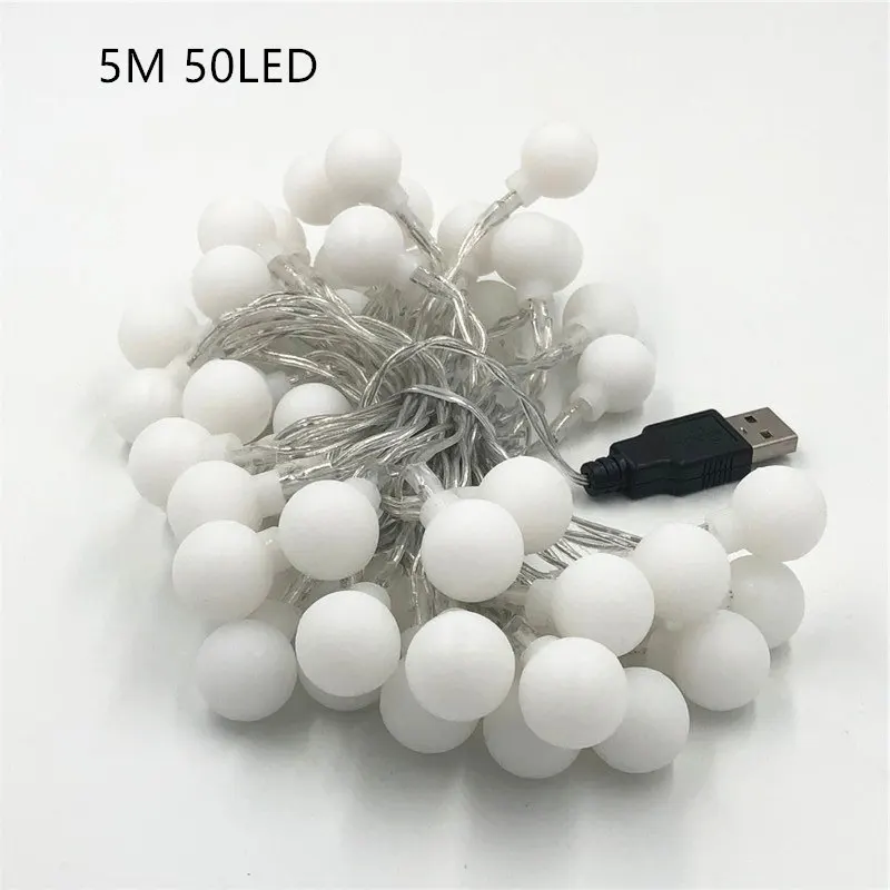 3M 5M 10M Garland Xmas LED Ball String Light USB 5V Operated 20 50 80 Fairy Lights for Christmas Tree Wedding Party Decor | Освещение