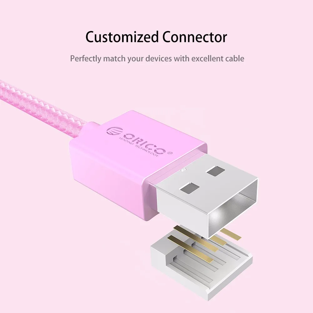ORICO Micro USB телефонный провод Быстрая зарядка кабель синхронизации для Android мобильный телефон Поддержка Max 2A 1 м черный/белый/розовый для xiaomi