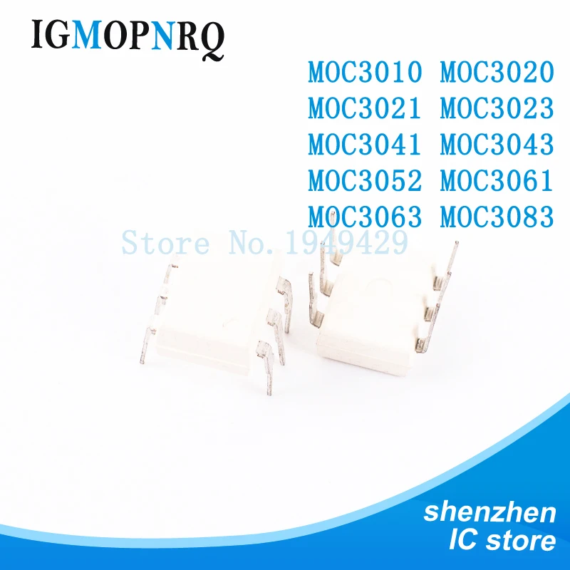 10 шт./лот MOC3010 MOC3020 MOC3021 MOC3023 MOC3041 MOC3043 MOC3052 MOC3061 MOC3063 MOC3083 DIP6|Интегральные схемы| |